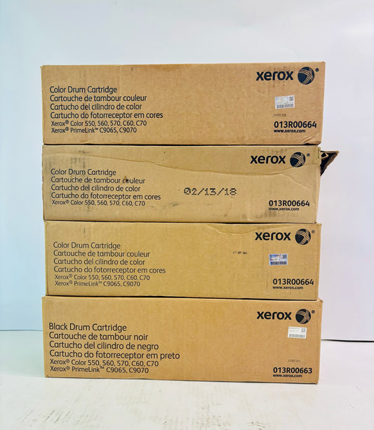 4 Open Genuine Xerox Color 550,560,570 Color & Black Drum 0013R00663,0013R00664