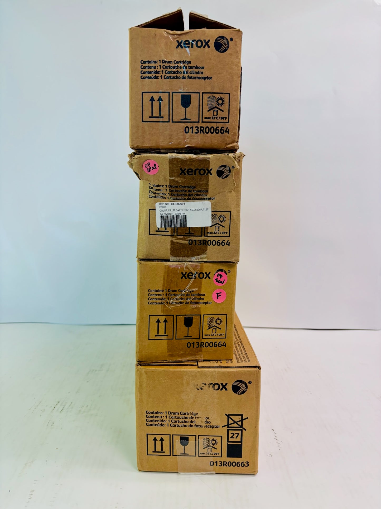 4 Open Genuine Xerox Color 550,560,570 Color & Black Drum 0013R00663,0013R00664