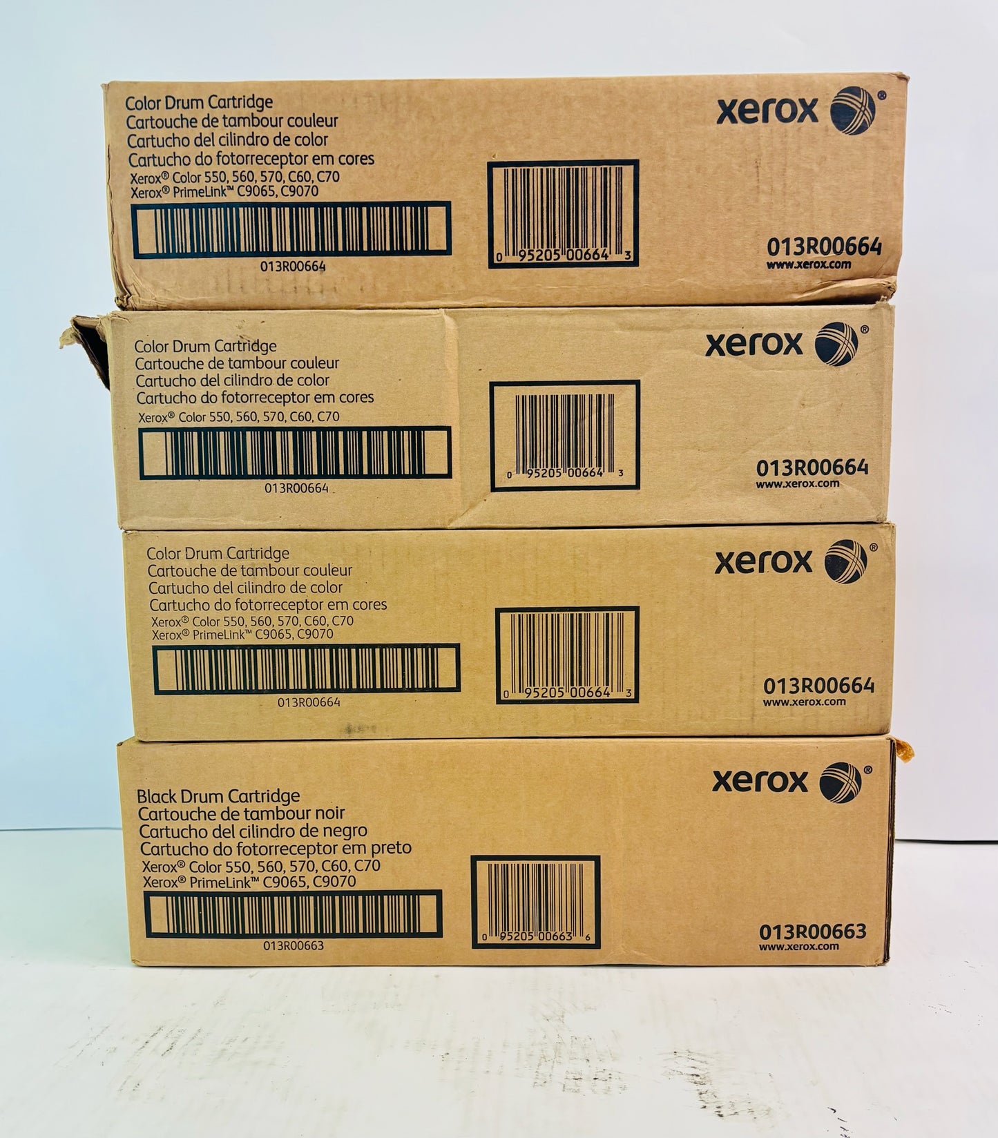 4 Open Genuine Xerox Color 550,560,570 Color & Black Drum 0013R00663,0013R00664