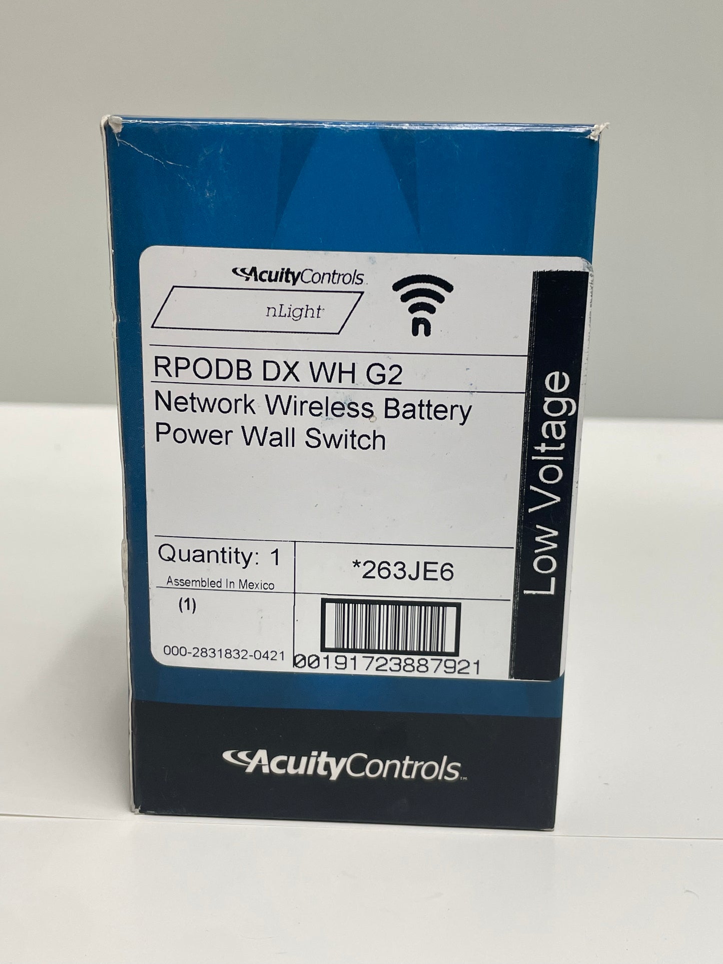 nLight Acuity Controls RPODB DX WH  263JE6 Network Wireless Battery Power Wall Switch