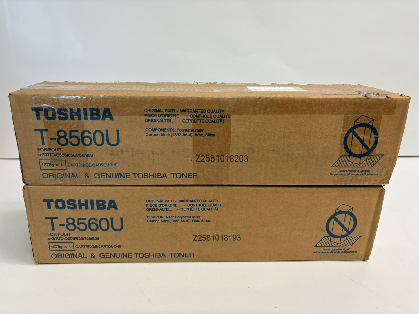 2 New OEM Toshiba E Studio 556,656,756 Black Toners T-8560U / T8560U