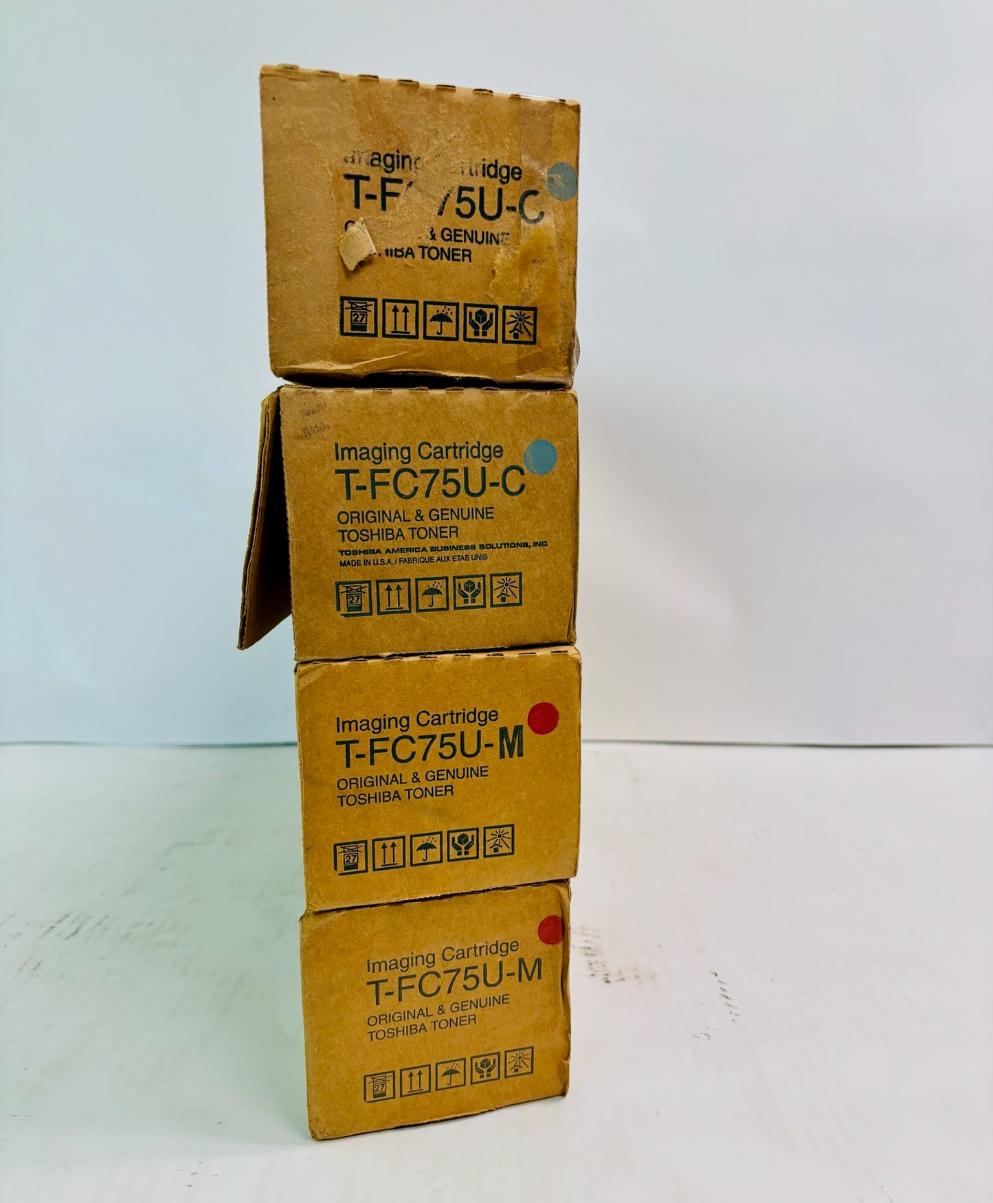 4 Genuine Toshiba e-STUDIO 5560C,6560C,6570C Cyan & Magenta Toner T-FC75U CCMM