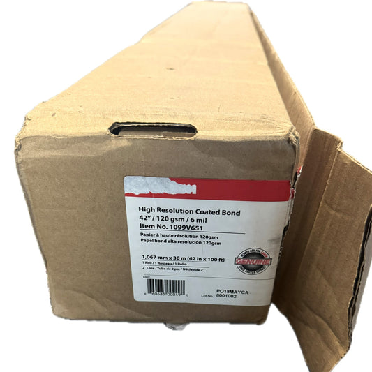 Canon High Resolution Coated Bond Paper 1099V651 (120gsm,  6mil, 42 in x 100 ft, 2"core)