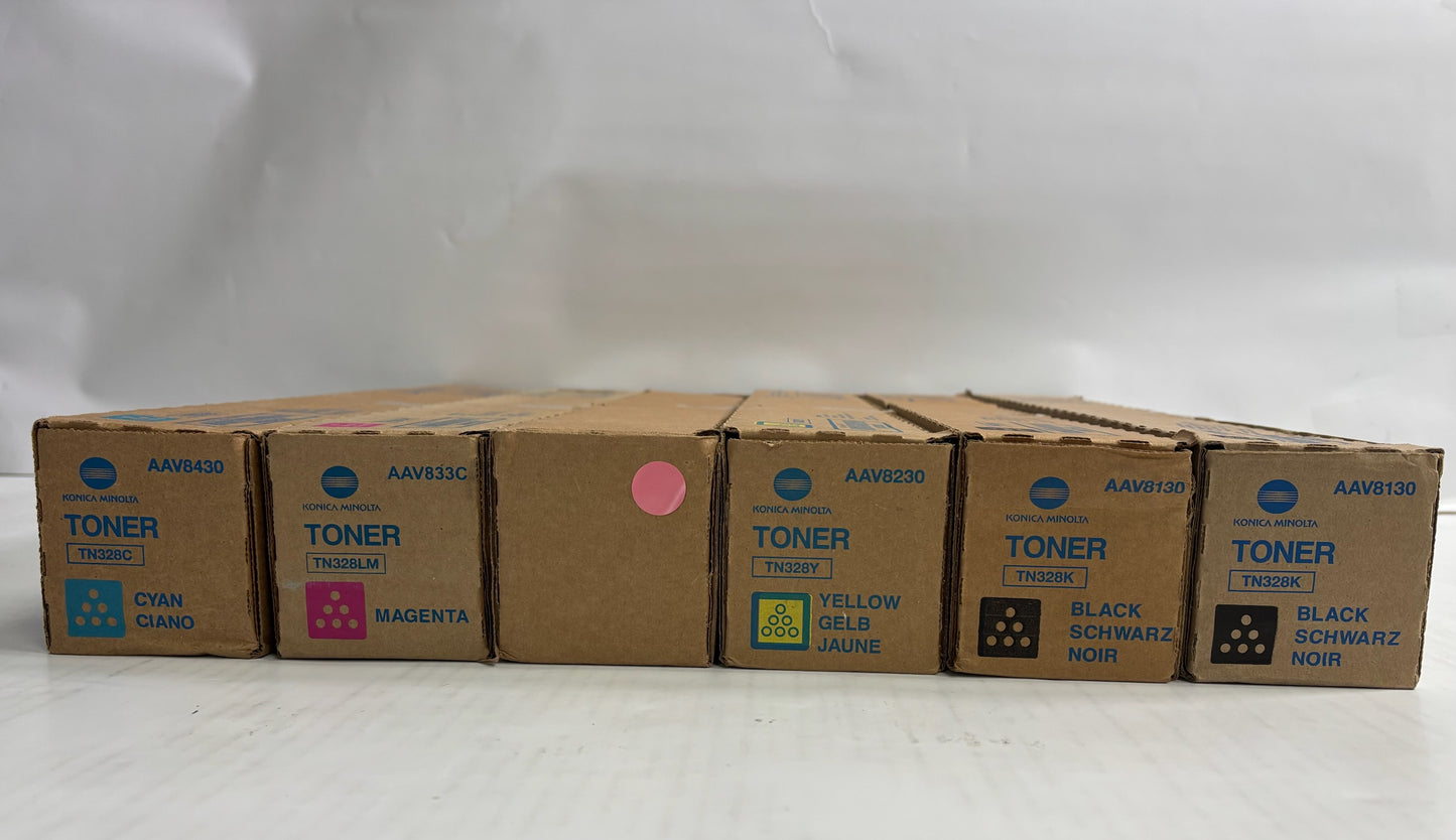 6 Genuine Konica Minolta Bizhub C250i,C300i, C360i CMMYKK TN328 Toners