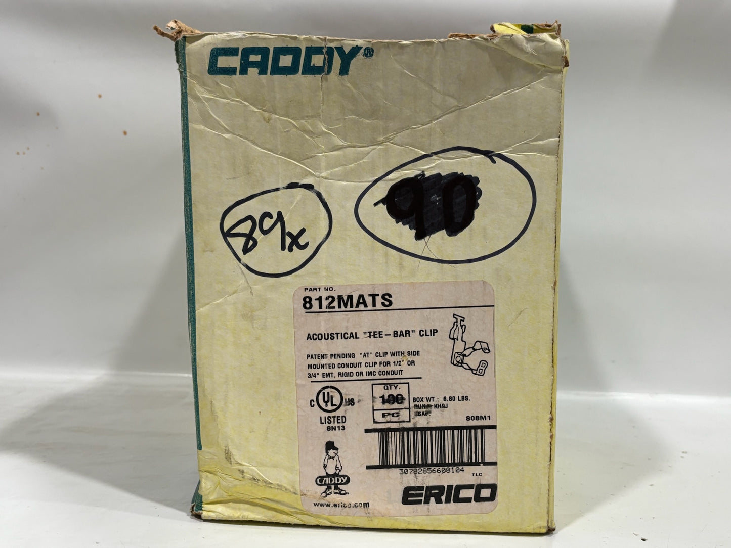 89 PC Caddy Erico 812MATS Acoustical "Tee-Bar" Clip Mounted Conduit Clip