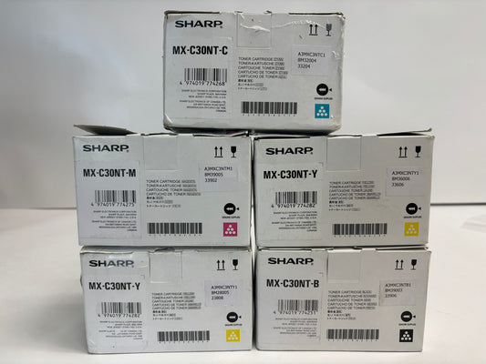 5 New Cosmetic OEM Sharp MX-C250,C300P,C300W MX-C30NT CMYYK Toners