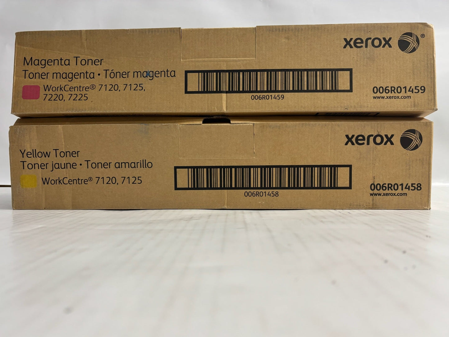 2 Genuine Xerox WC 7120,7125,7220 Magenta & Yellow Toners 006R01458, 006R01459