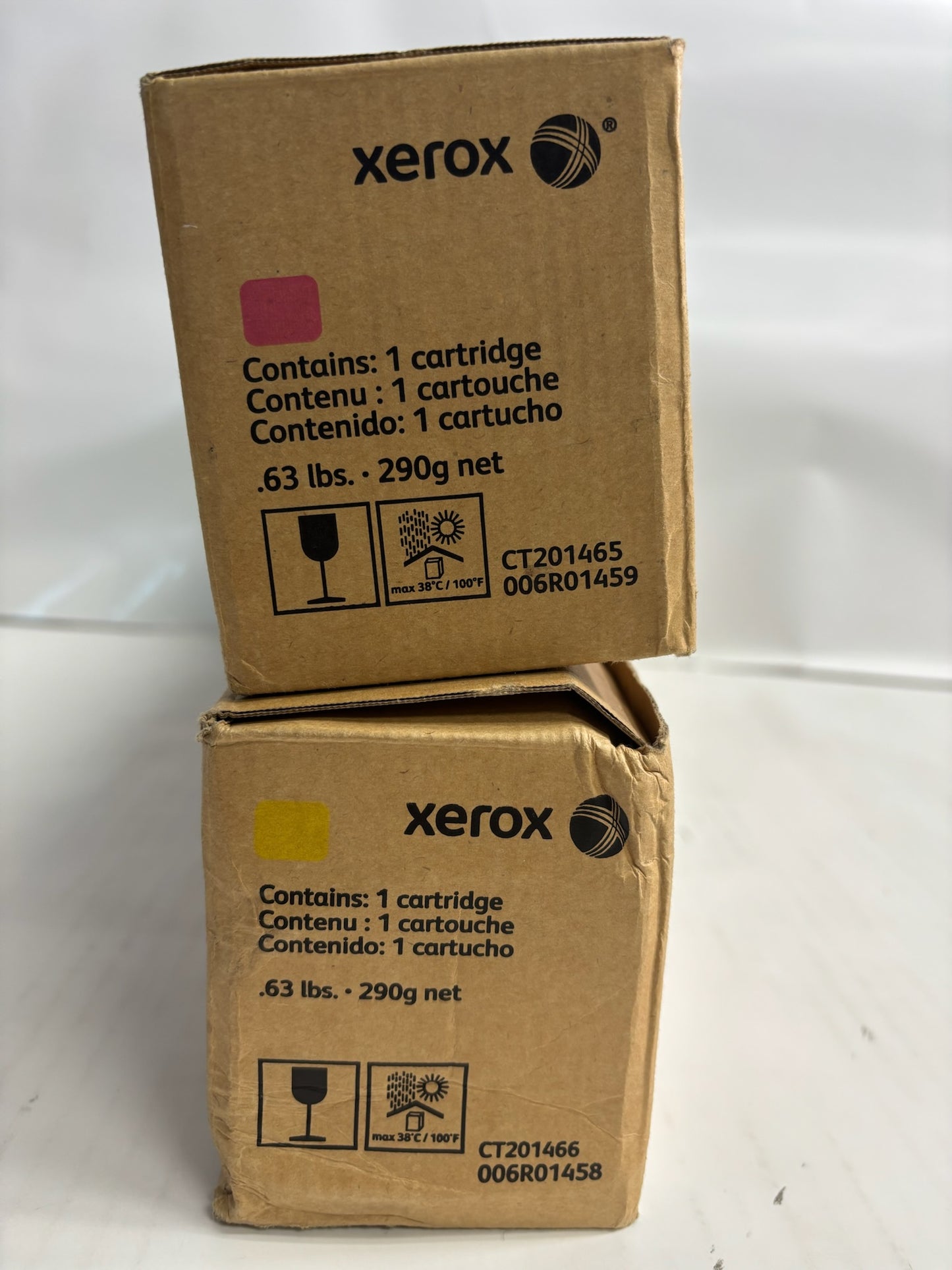 2 Genuine Xerox WC 7120,7125,7220 Magenta & Yellow Toners 006R01458, 006R01459