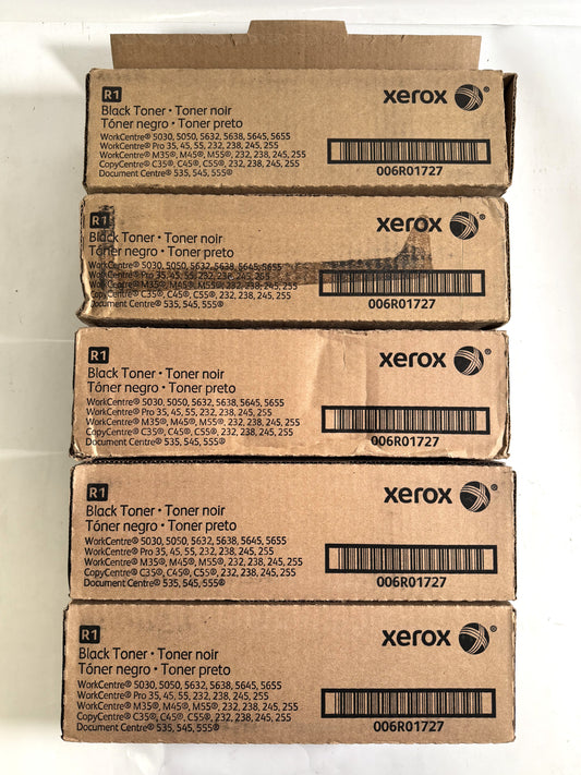 5 Genuine Xerox WorkCentre 5030,5050,5632,5655 Black Toners 006R01727 ( 1 Open)