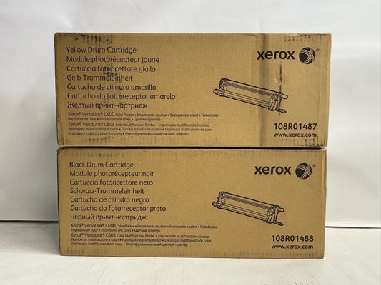 2 New Genuine Xerox VersaLink C600,C605 YK Drum Cartridges 106R01487, 106R01488