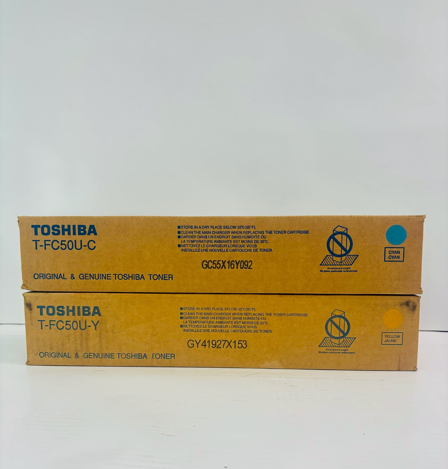 2 Open Genuine Toshiba E STUDIO 2555C, 3055C  Cyan & Yellow Toner T-FC50U-C,Y