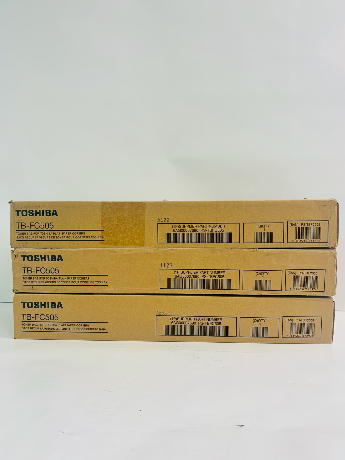 3 Open Genuine Toshiba eStudio 2505AC, 2515AC, 2555C Waste Container TB-FC505