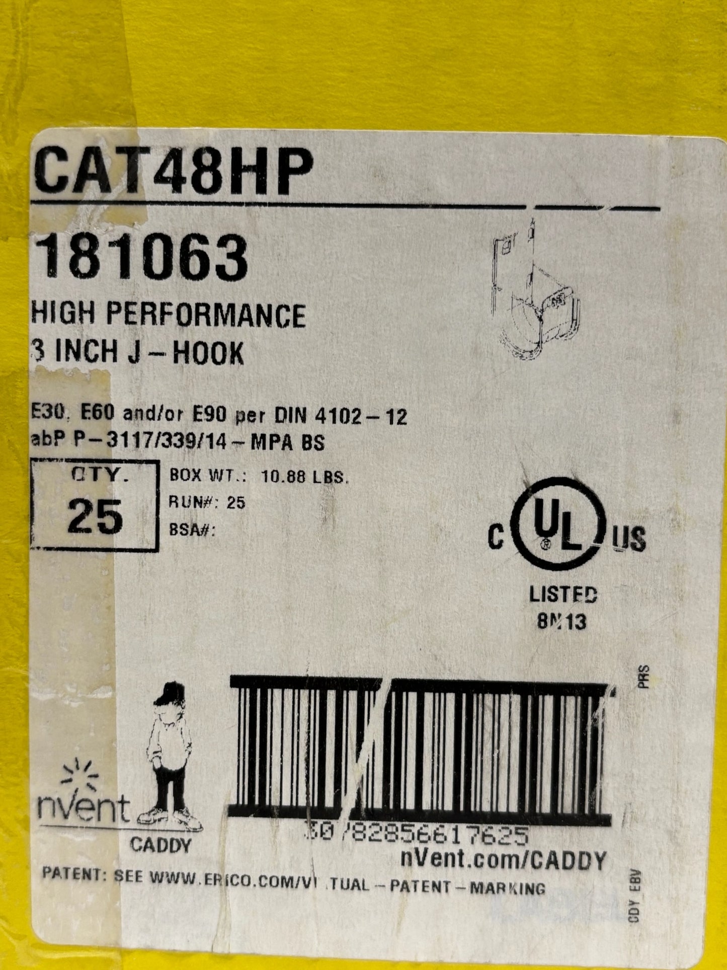 31 PK nVent Caddy CAT48HP High Performance 3 Inch j-Hook