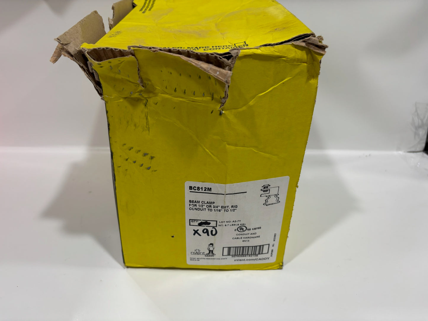 90PC nVent Caddy BC812M Beam Clamp For 1/2" or 3/4" EMT, RIG Conduit 1/16" 1/2"