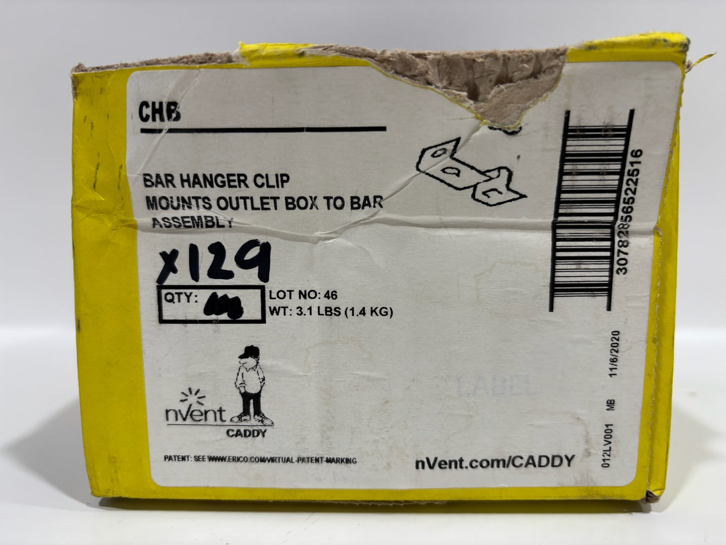 129 PC nVent Caddy CHB Bar hanger Clip Mounts Outlet box To Bar Assembly