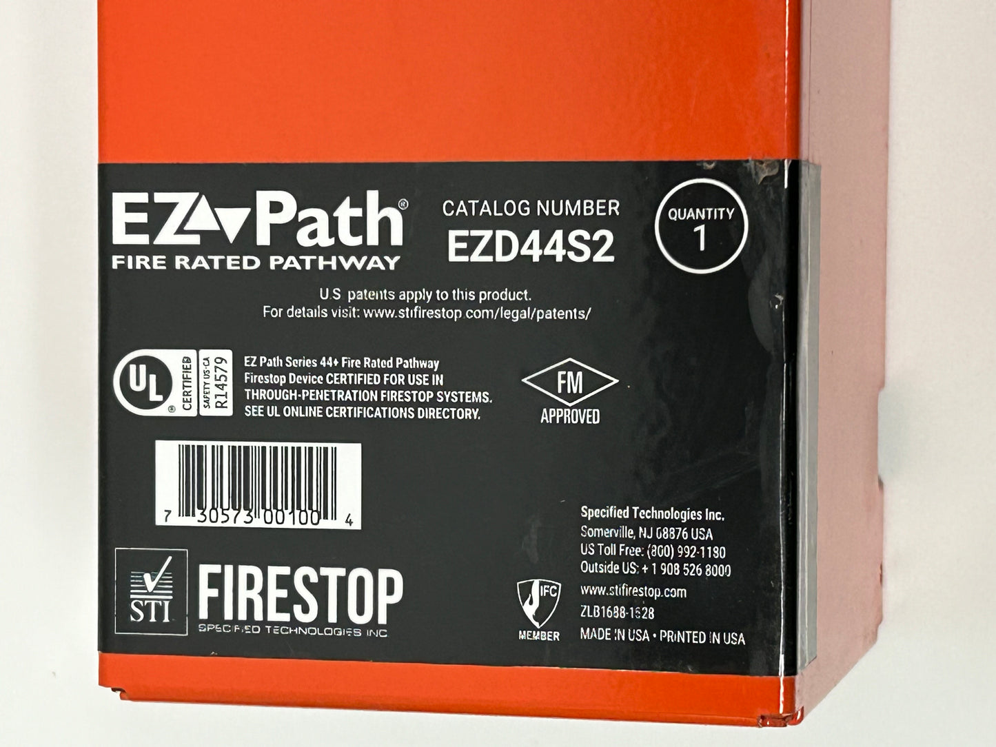 EZ Path Fire Rated Pathway, 14in Block Barrier Firestop, EZD44S2 EZ