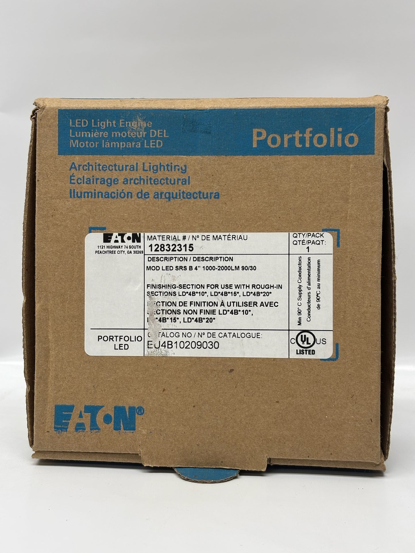3 PK Eaton 12832315 4″ LED Module – 1000–2000 Lum, 3000K, 90 CRI, Black Finish