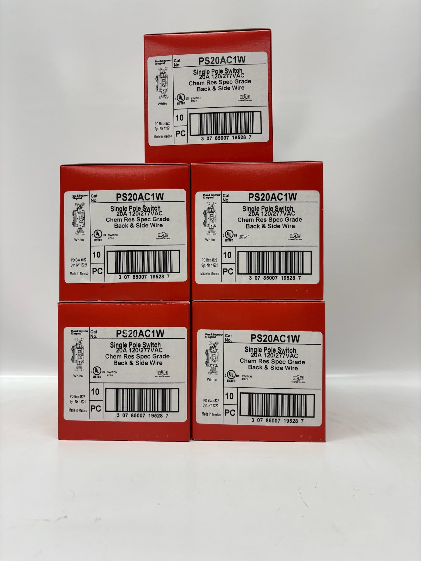 Legrand PS20A1W – 20 A Single-Pole Toggle Switch, White Finish (50 Pack)