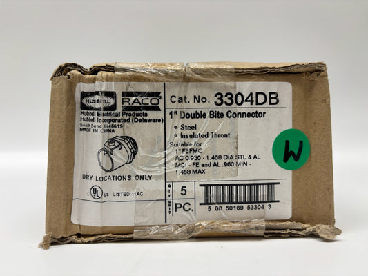 5pc Raco 3304DB 1" Double Bite Saddle Connector, Steel, Insulated Throat