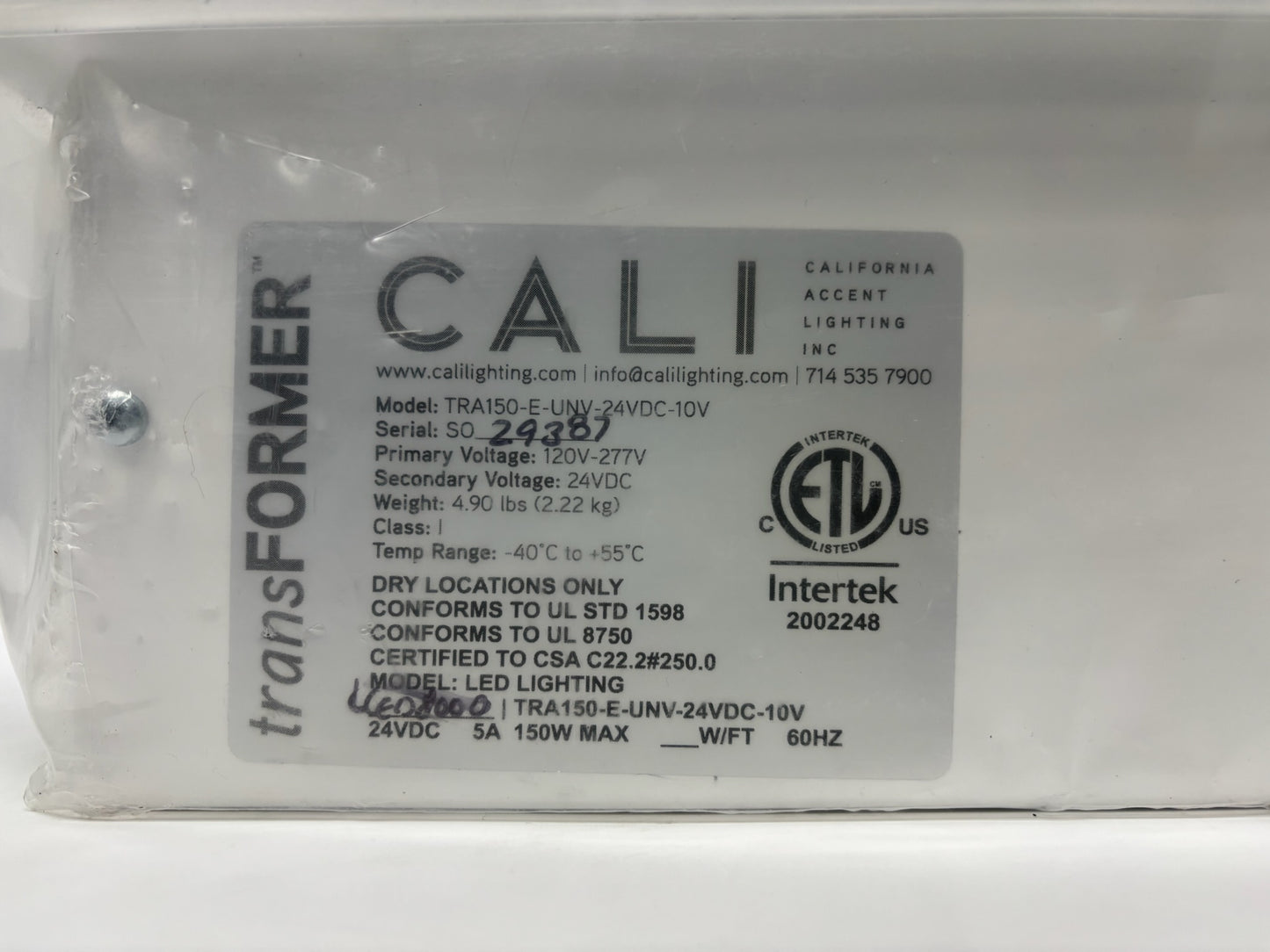 CALI TRA150-E LED Driver – 150W 24VDC, Universal Input, 0–10V Dimming