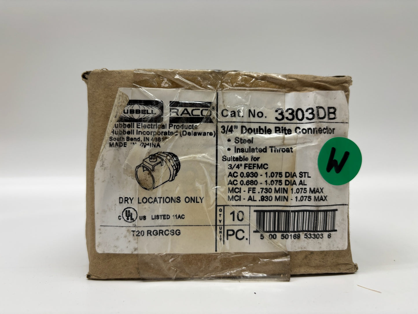 10 PC Raco 3303DB 3/4" Double Bite Saddle Connector, Steel, Insulated Throat