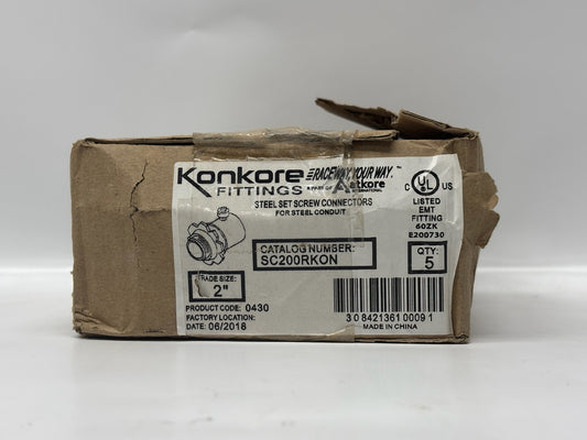 KonKore SC200RKON 2" EMT Connector – Steel,Zinc-Plated, Set Screw,Concrete-Tight