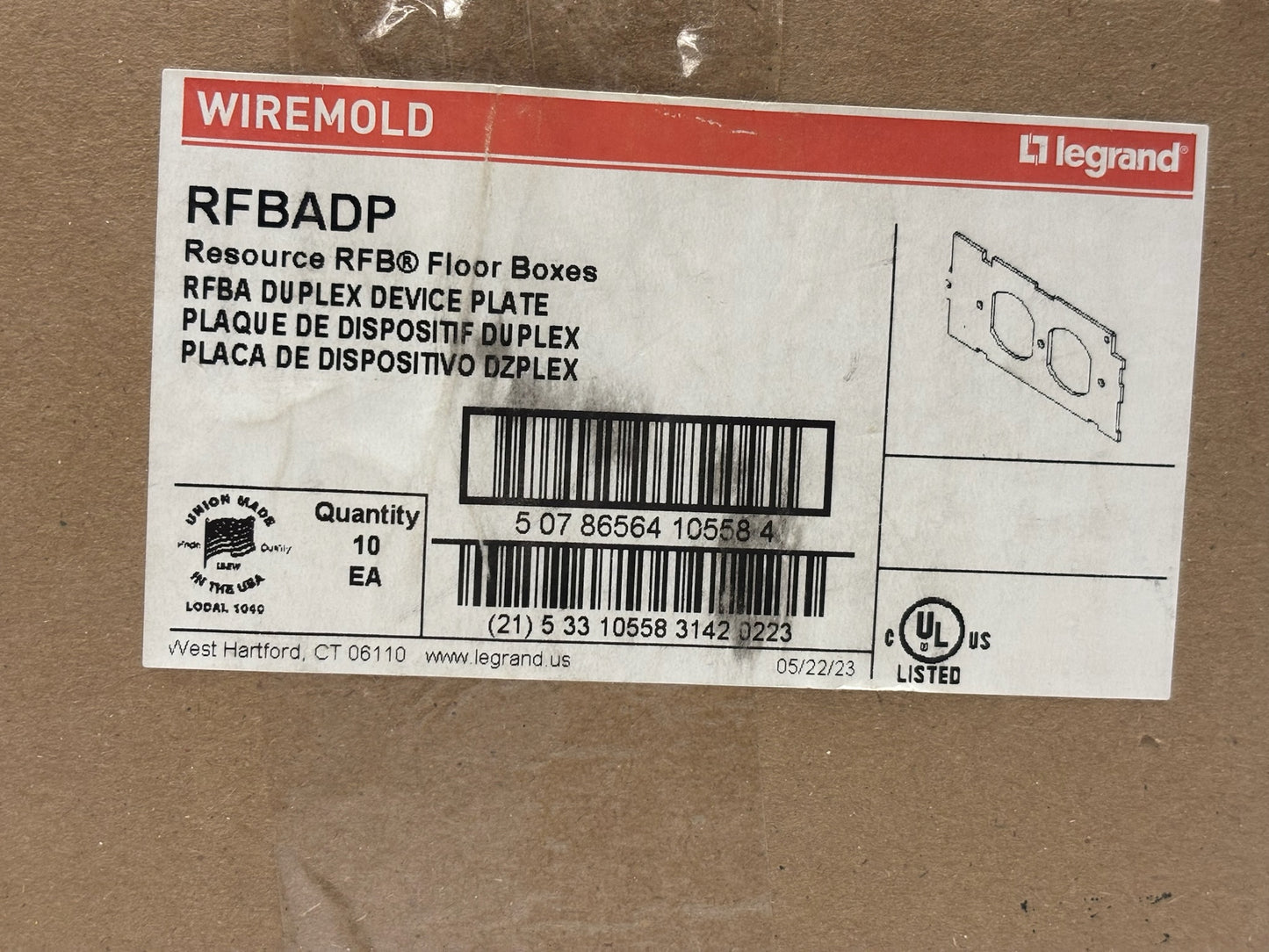 Legrand RFBADP 10-Pack – Duplex Device Plates for RFBA Floor Boxes