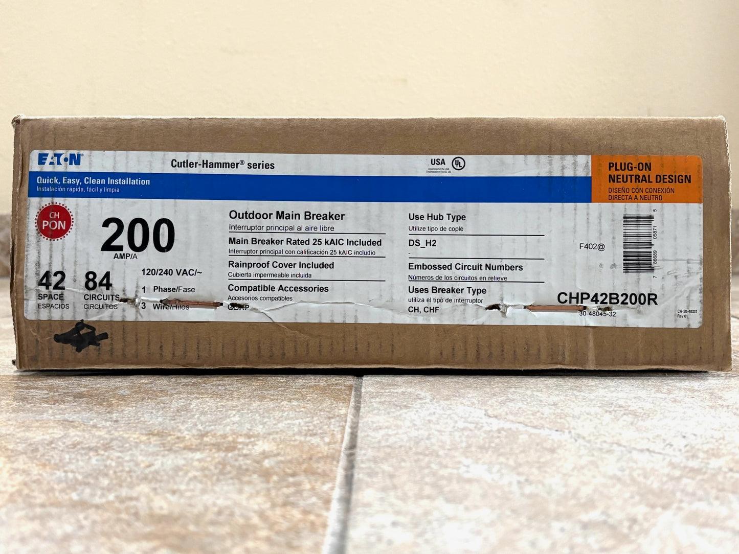 Eaton CHP42B200R 200A Rainproof Main Breaker Load Center