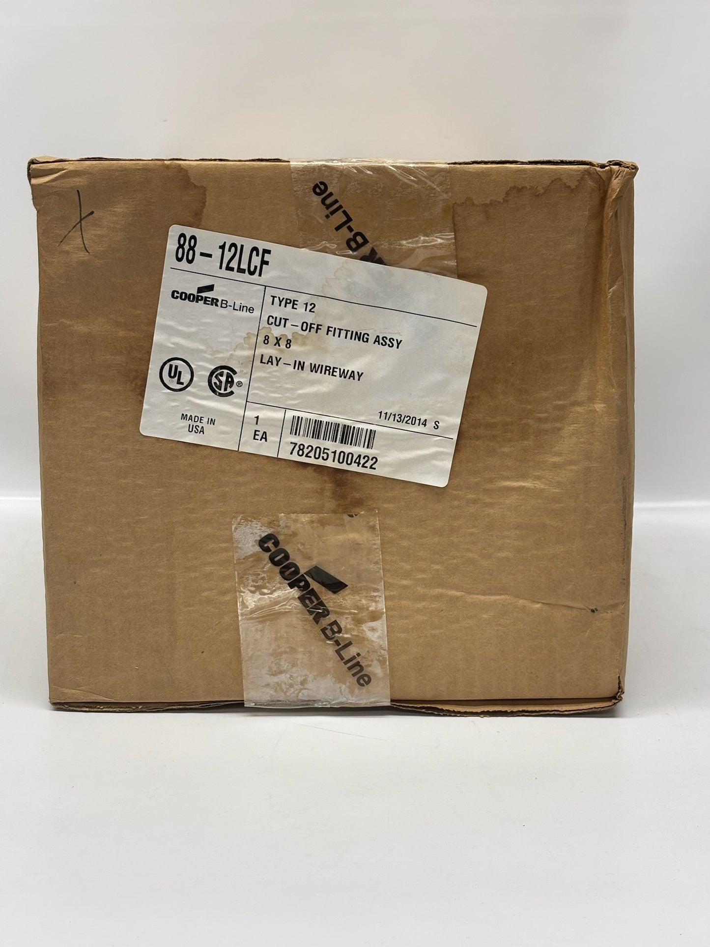 Cooper 88‑12LCF – 8″×8″ NEMA 12 Lay-In Wireway Cut-Off,Steel,ANSI 61 Gray Finish