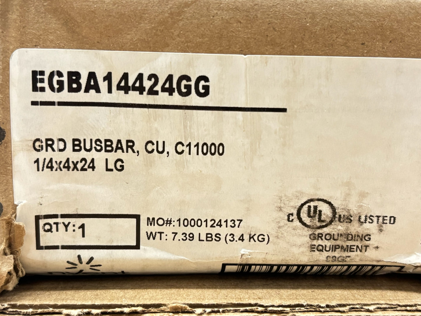 nVent ERICO EGBA14424GG 24″ × 4″ × ¼″ Grounding Busbar Assembly
