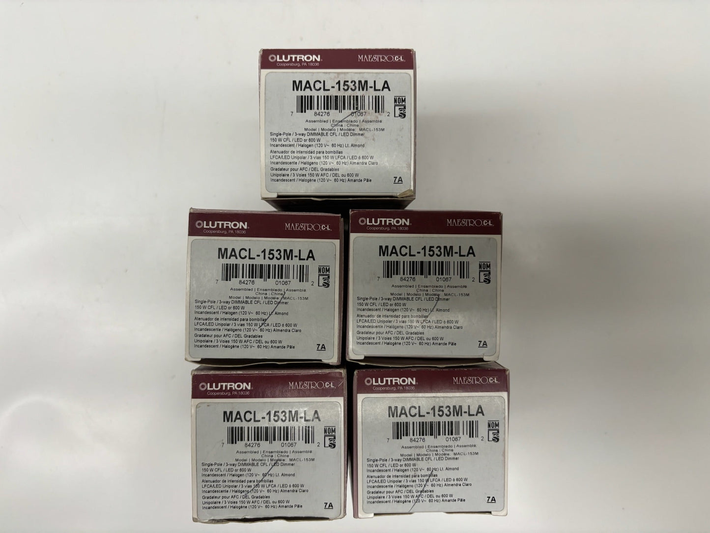 5PK Lutron MACL-153MLA Maestro Dimmer Switch for LED, CFL, Incandescent Bulbs
