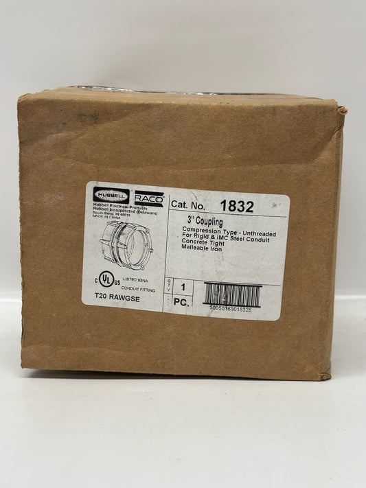 RACO 1832 Compression Coupling – 3" Rigid/IMC Conduit, Steel, Concrete-Tight