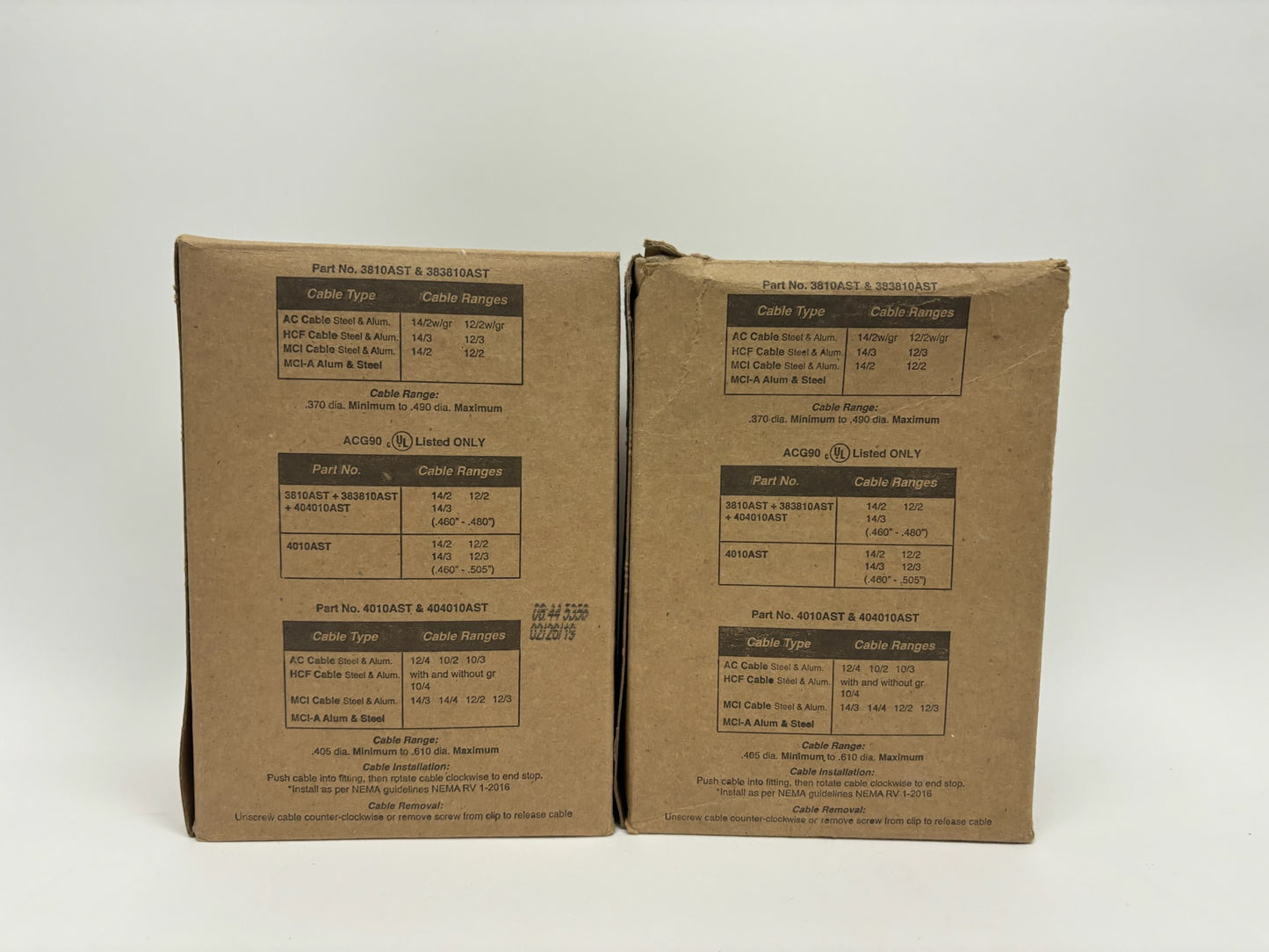 100 PC Arlington 40AST 3/8" SNAPIT Cable Connector MCI: 480-610/480-550 Zinc Die Cast