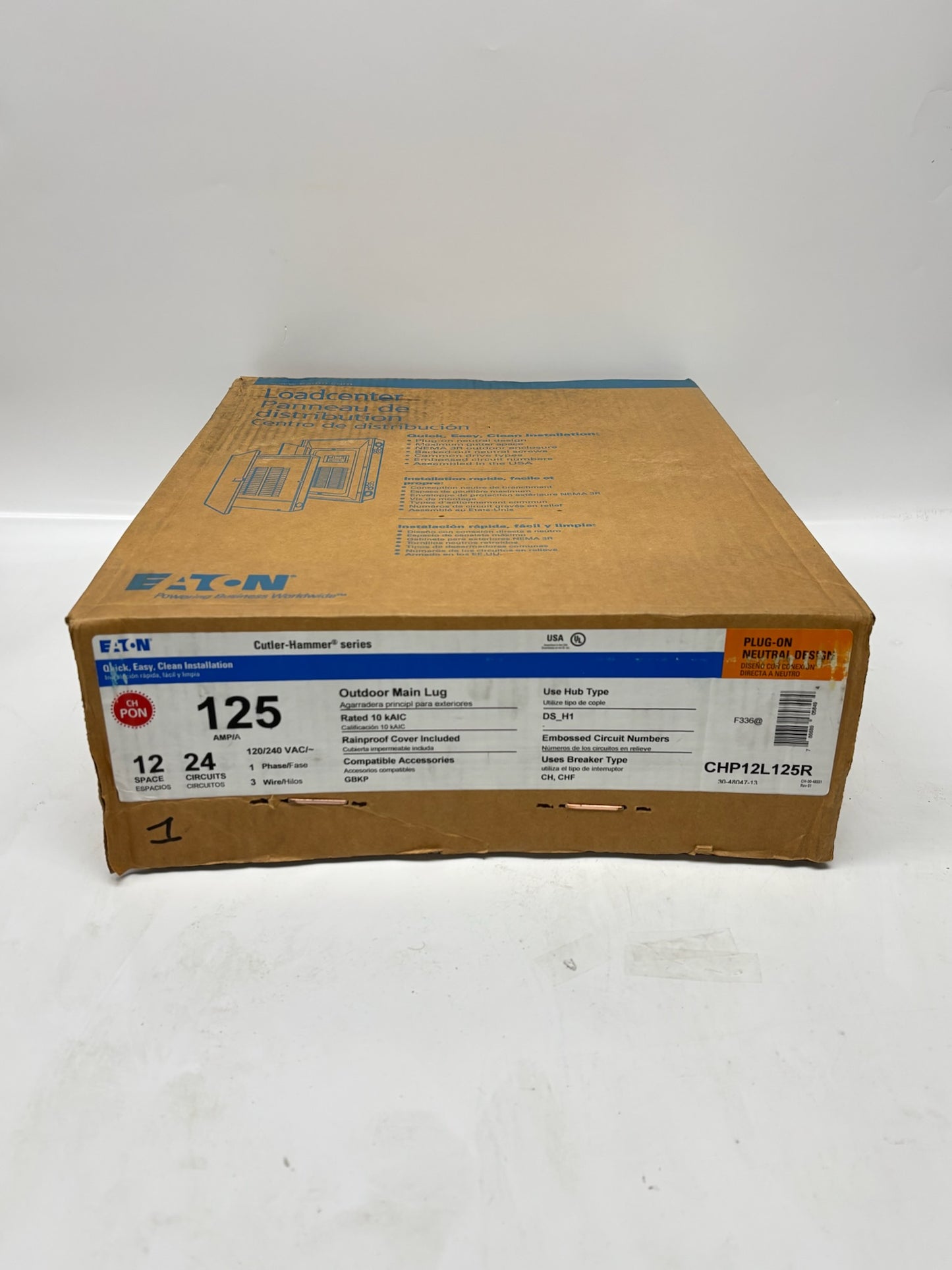 Eaton CHP12L125R 125A Rainproof Main Lug Load Center (12/24)