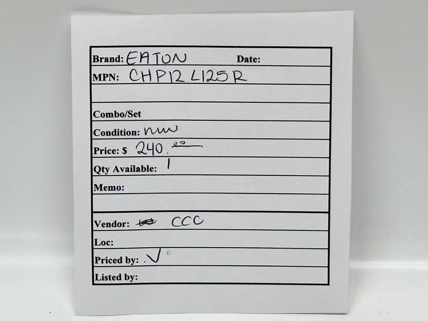 Eaton CHP12L125R 125A Rainproof Main Lug Load Center (12/24)