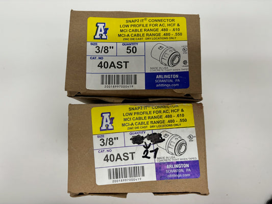 77 PC Arlington 40AST 3/8" SNAPIT Cable Connector MCI:480-610 / 480-550 Zinc Die Cast