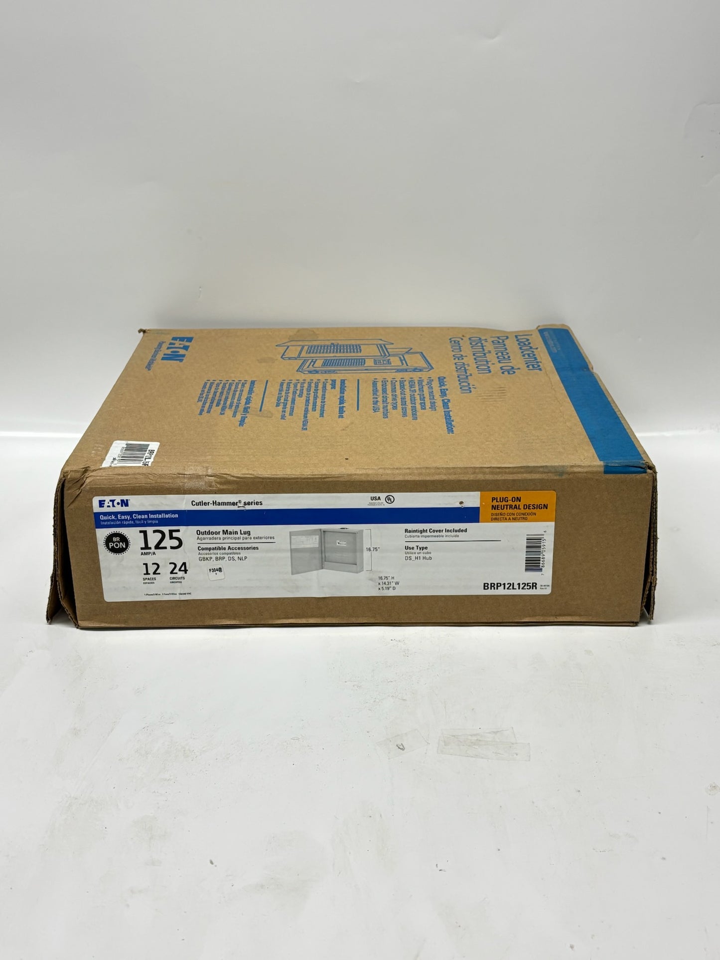 Eaton BRP12L125R 125A Plug‑On Neutral Load Center, 12 Spaces