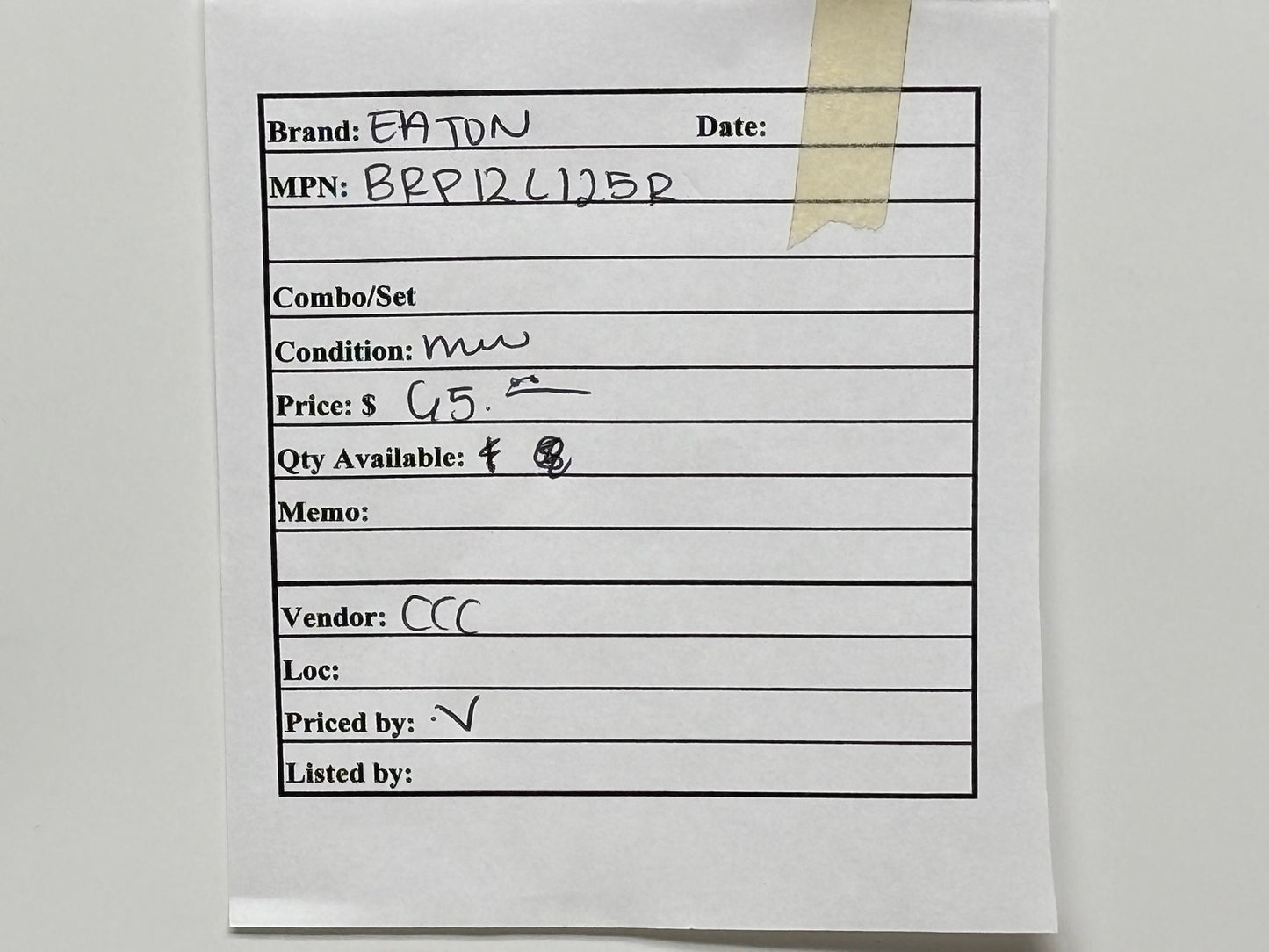Eaton BRP12L125R 125A Plug‑On Neutral Load Center, 12 Spaces