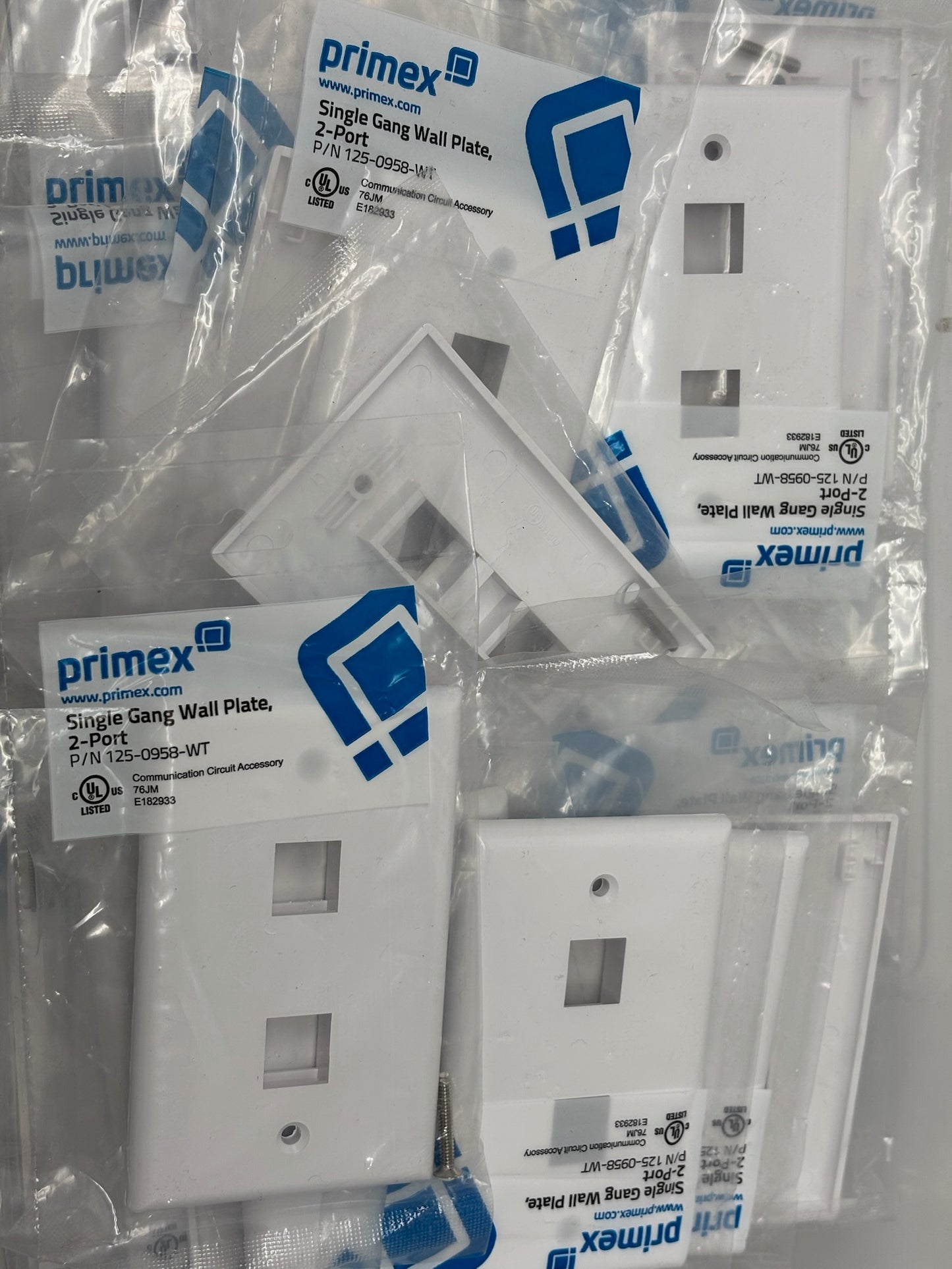 Primex 125-0958-WT Single-Gang 2-Port Wall Plate – 59 Pack