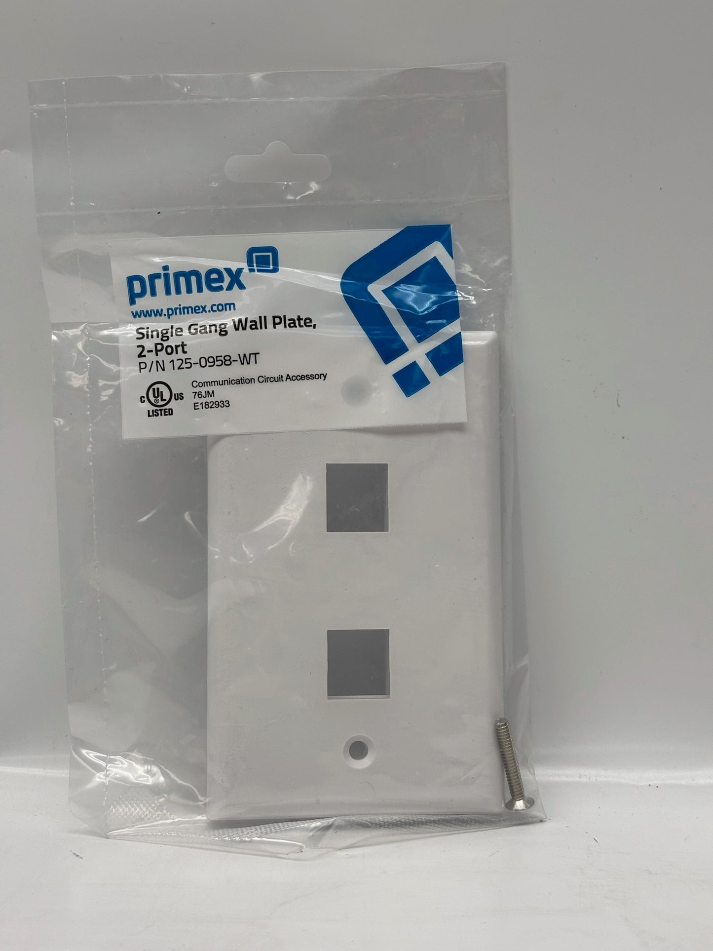 Primex 125-0958-WT Single-Gang 2-Port Wall Plate – 59 Pack