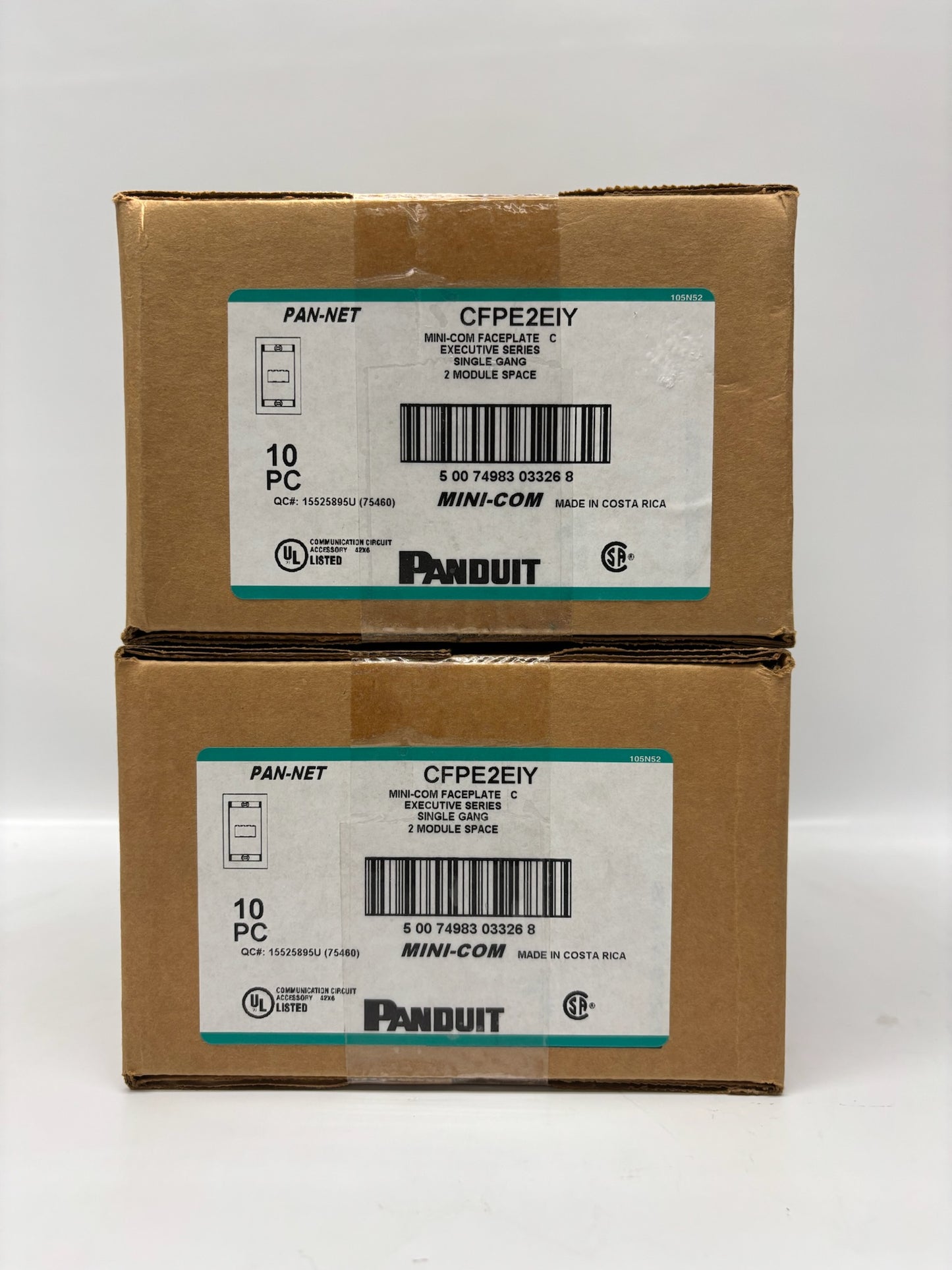 Panduit CFPE2EIY Single-Gang    2-Port Electric Ivory Faceplate – 16 Pack