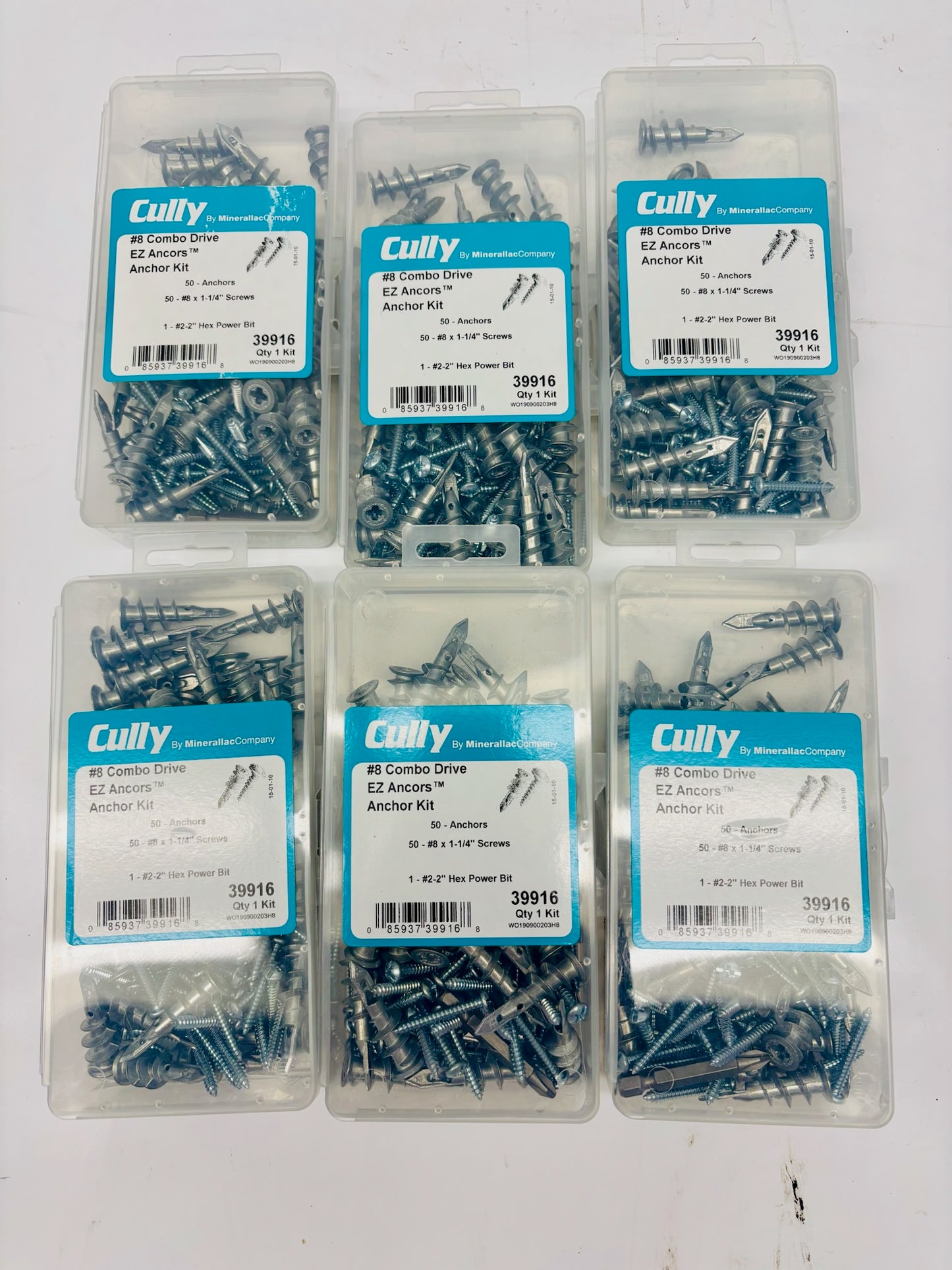 6 Pk Cully #8 Combo Drive EZ Anchors Kit – Easy Install Fasteners 39916