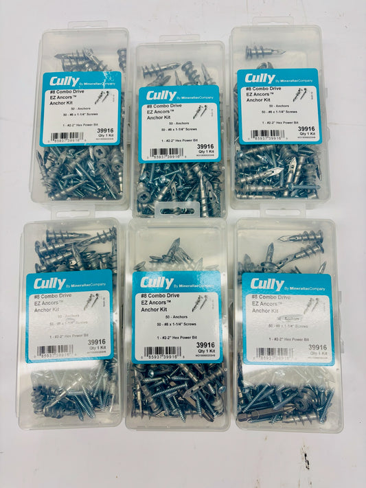 6 Pk Cully #8 Combo Drive EZ Anchors Kit – Easy Install Fasteners 39916