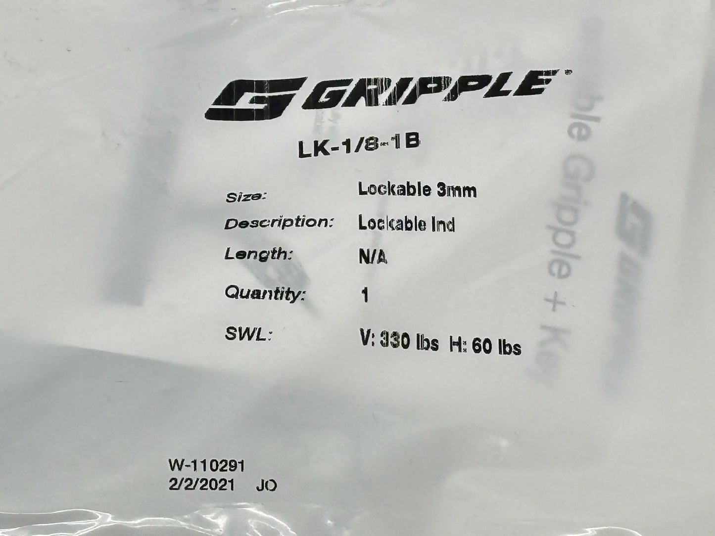 12 PK Lockable Gripple LK‑1/8‑1B Cable/Rope Suspension Fastener