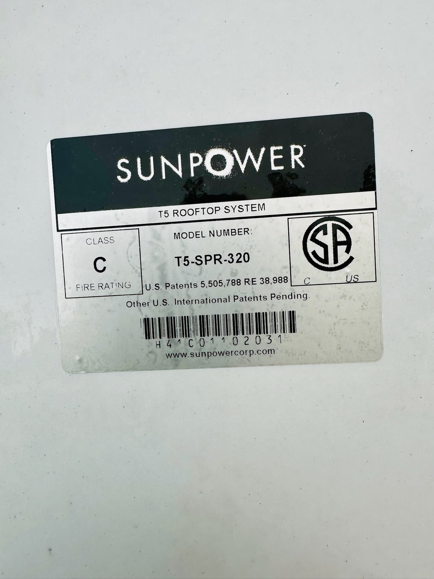56 Pk Sunpower T5-SPR-320 SPR-320EL-WHT-D 320W Monocrystalline Solar Panel