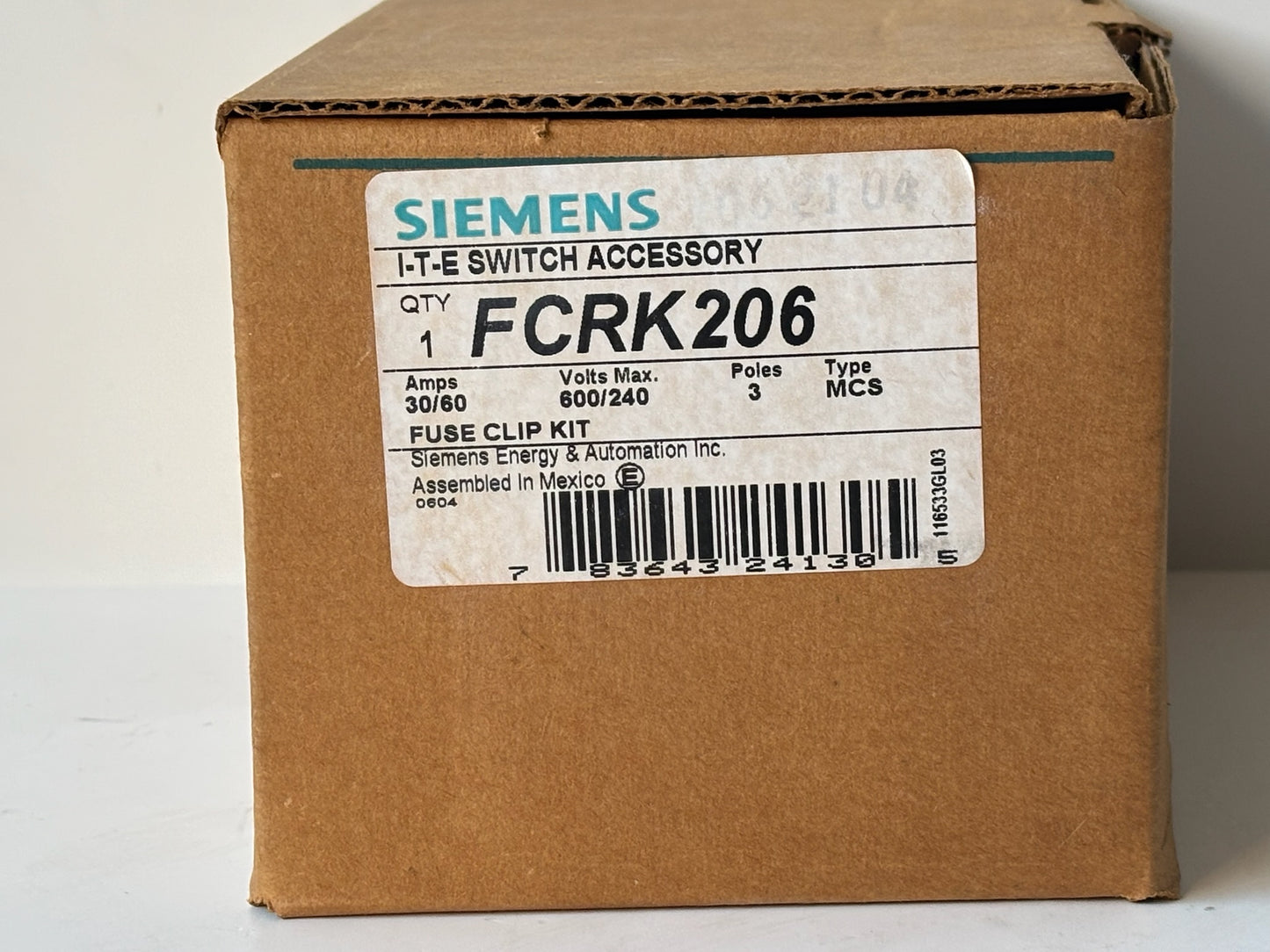 Siemens FCRK206 I-T-E Switch Accessory Fuse Clip Kit Type MCS