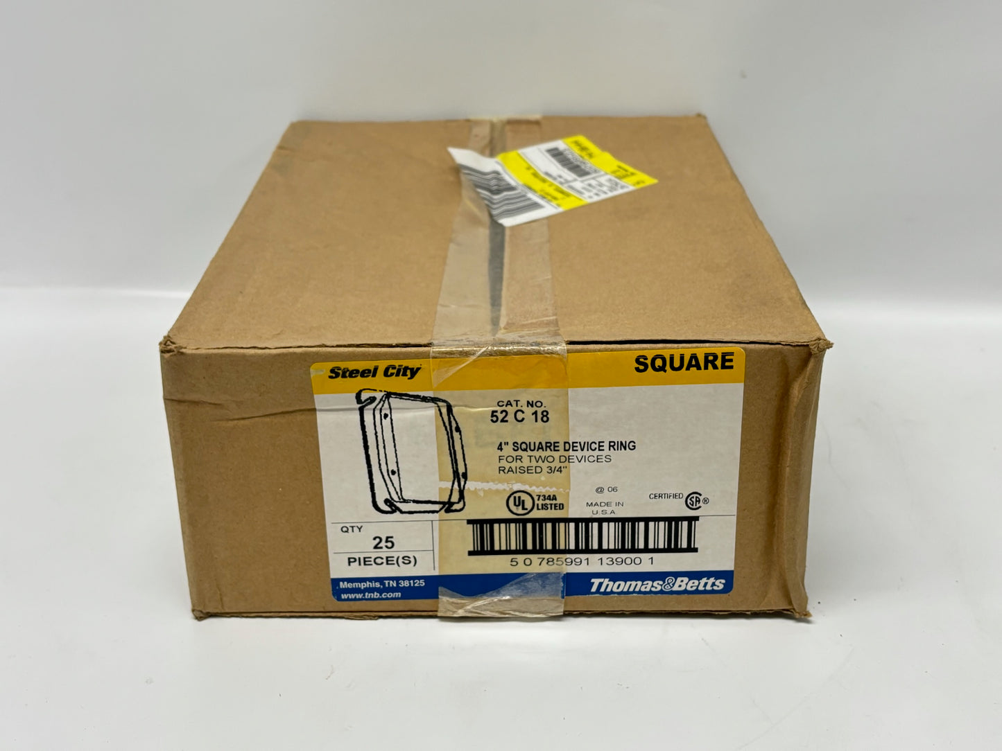 50 PK Steel City 52‑C‑18 4″ Square 2‑Gang Raised Device Cover