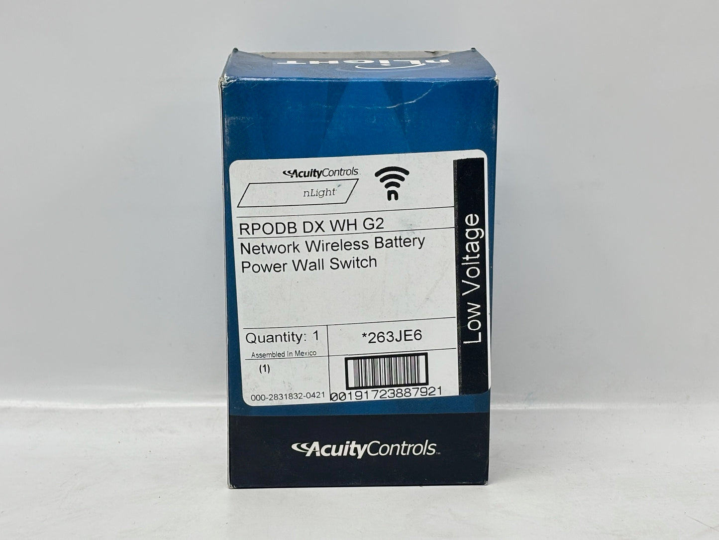 Acuity nLight rPODB‑DX‑WH‑G2 Wireless Wall Switch, White, Gen 2