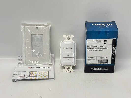 Acuity nLight rPODB‑DX‑WH‑G2 Wireless Wall Switch, White, Gen 2