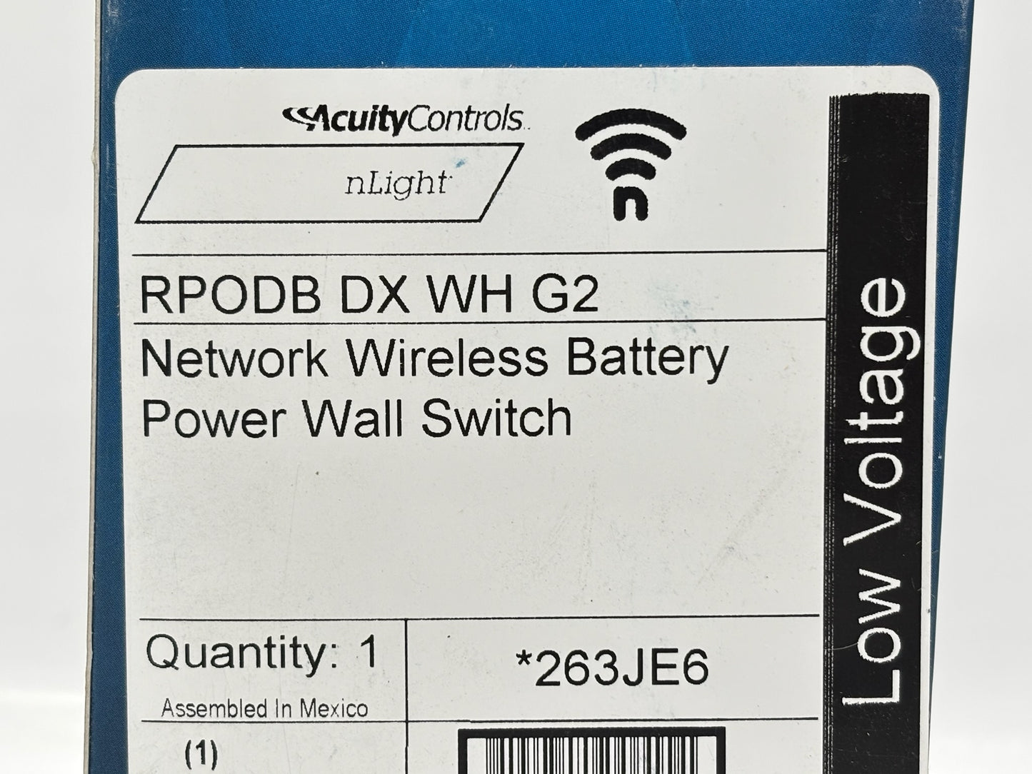 Acuity nLight rPODB‑DX‑WH‑G2 Wireless Wall Switch, White, Gen 2